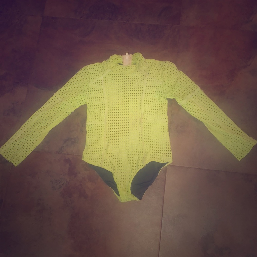 Green mesh acasia bathing suit